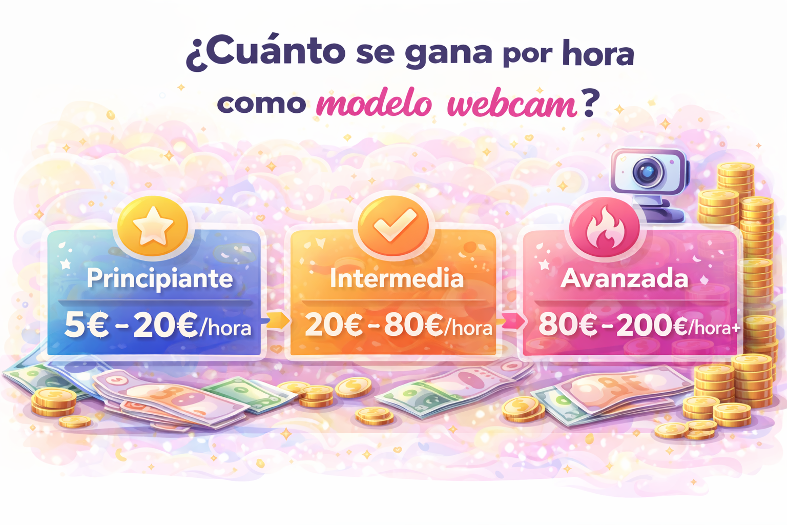 Horas por semana vs ingresos estimados como modelo webcam en España