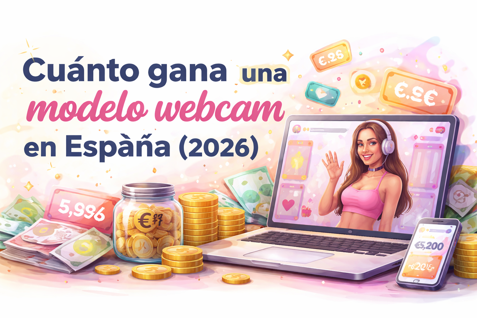 Cuánto gana una modelo webcam en España (2026): cifras reales, ejemplos y cómo ganar más